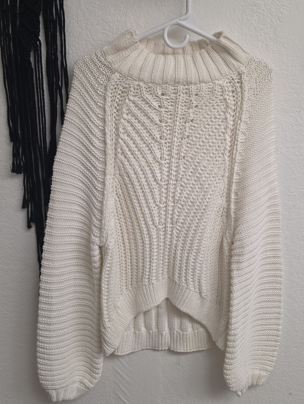 Free People Sweater Knit Crop Balloon Oversized Sleeve White